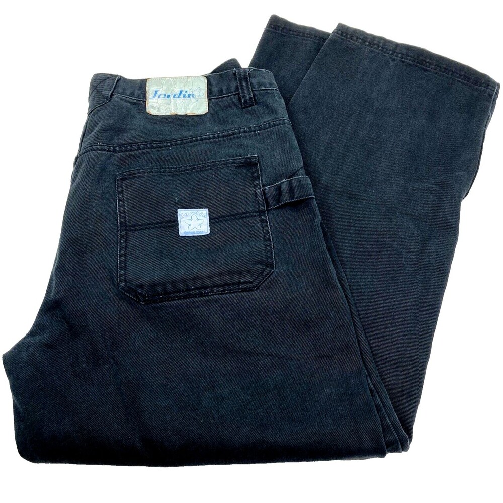Jordin Vintage Carpenter Baggy Jeans Black 38 40 Mens Y2K Hip Hop Skater  *RARE*